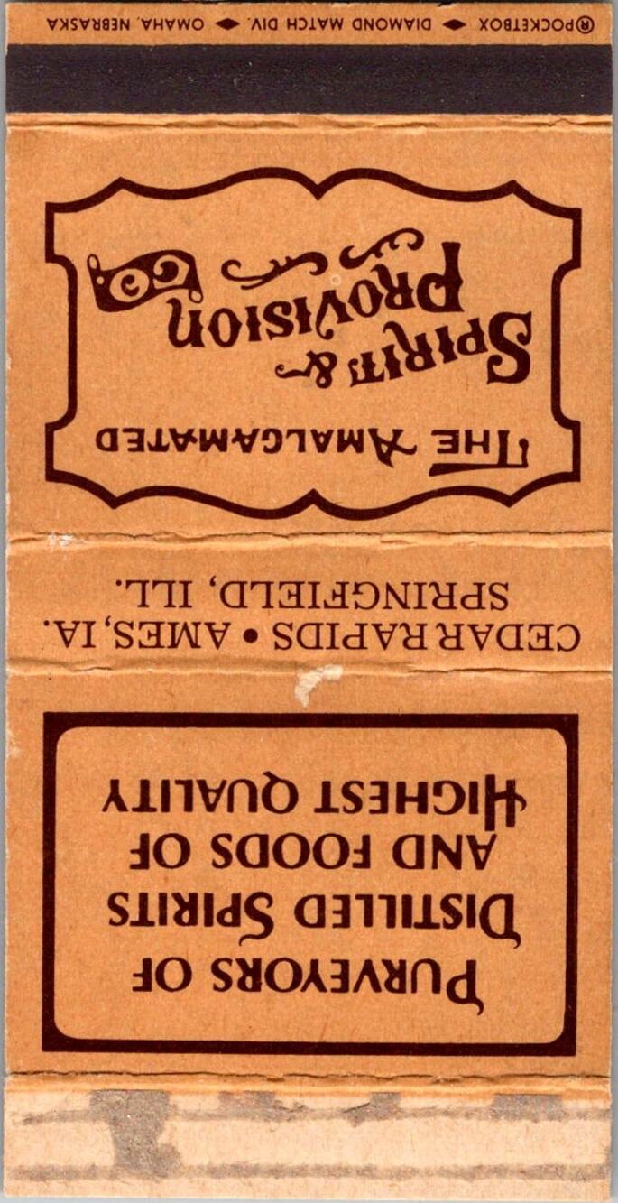 The Amalgamated Spirit & Provision IL Vintage Matchbook Matchbox SMM21-1